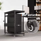 Adjustable 2-Tier Computer Tower Cart with Wheels, Mobile CPU Stand with Cable Management and Hooks, Compact Side Table for Gaming or Home Office