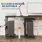 Adjustable 2-Tier Computer Tower Cart with Wheels, Mobile CPU Stand with Cable Management and Hooks, Compact Side Table for Gaming or Home Office