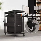 Adjustable 2-Tier Computer Tower Cart with Wheels, Mobile CPU Stand with Cable Management and Hooks, Compact Side Table for Gaming or Home Office