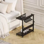 Adjustable 2-Tier Computer Tower Cart with Wheels, Mobile CPU Stand with Cable Management and Hooks, Compact Side Table for Gaming or Home Office