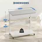 Adjustable 2-Tier Computer Tower Cart with Wheels, Mobile CPU Stand with Cable Management and Hooks, Compact Side Table for Gaming or Home Office
