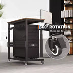Adjustable 2-Tier Computer Tower Cart with Wheels, Mobile CPU Stand with Cable Management and Hooks, Compact Side Table for Gaming or Home Office
