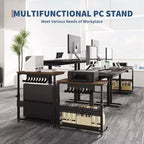 Adjustable 2-Tier Computer Tower Cart with Wheels, Mobile CPU Stand with Cable Management and Hooks, Compact Side Table for Gaming or Home Office