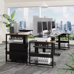 Adjustable 2-Tier Computer Tower Cart with Wheels, Mobile CPU Stand with Cable Management and Hooks, Compact Side Table for Gaming or Home Office