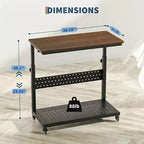 Adjustable 2-Tier Computer Tower Cart with Wheels, Mobile CPU Stand with Cable Management and Hooks, Compact Side Table for Gaming or Home Office