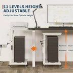 Adjustable 2-Tier Computer Tower Cart with Wheels, Mobile CPU Stand with Cable Management and Hooks, Compact Side Table for Gaming or Home Office