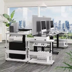 Adjustable 2-Tier Computer Tower Cart with Wheels, Mobile CPU Stand with Cable Management and Hooks, Compact Side Table for Gaming or Home Office