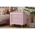 Mid Century Vintage Rustic Farmhouse 2 Drawer Nightstand for Bedroom Living Room