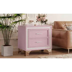 Mid Century Vintage Rustic Farmhouse 2 Drawer Nightstand for Bedroom Living Room