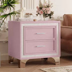 Mid Century Vintage Rustic Farmhouse 2 Drawer Nightstand for Bedroom Living Room