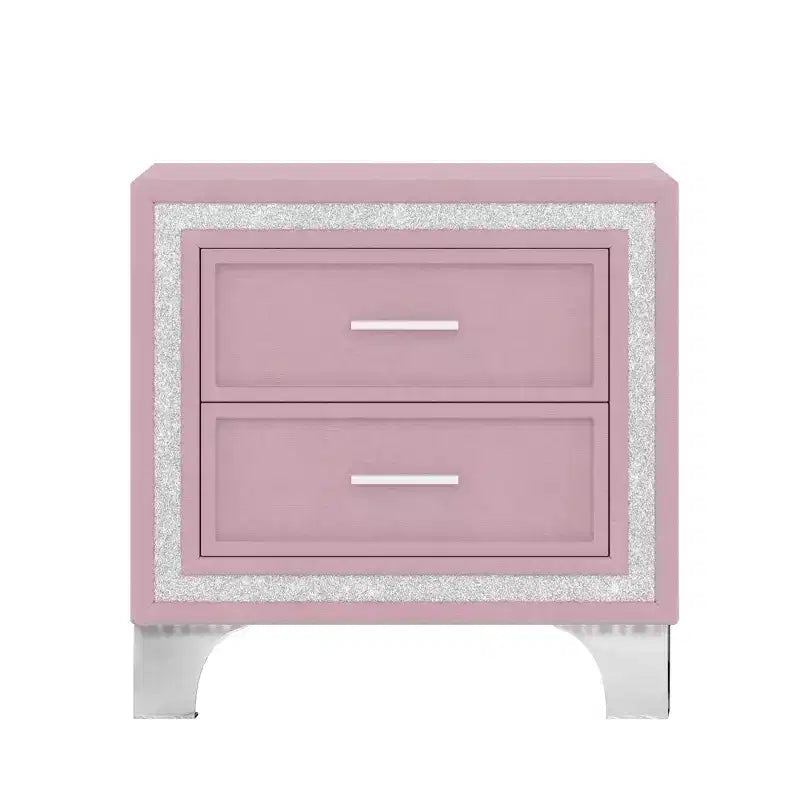 Mid Century Vintage Rustic Farmhouse 2 Drawer Nightstand for Bedroom Living Room