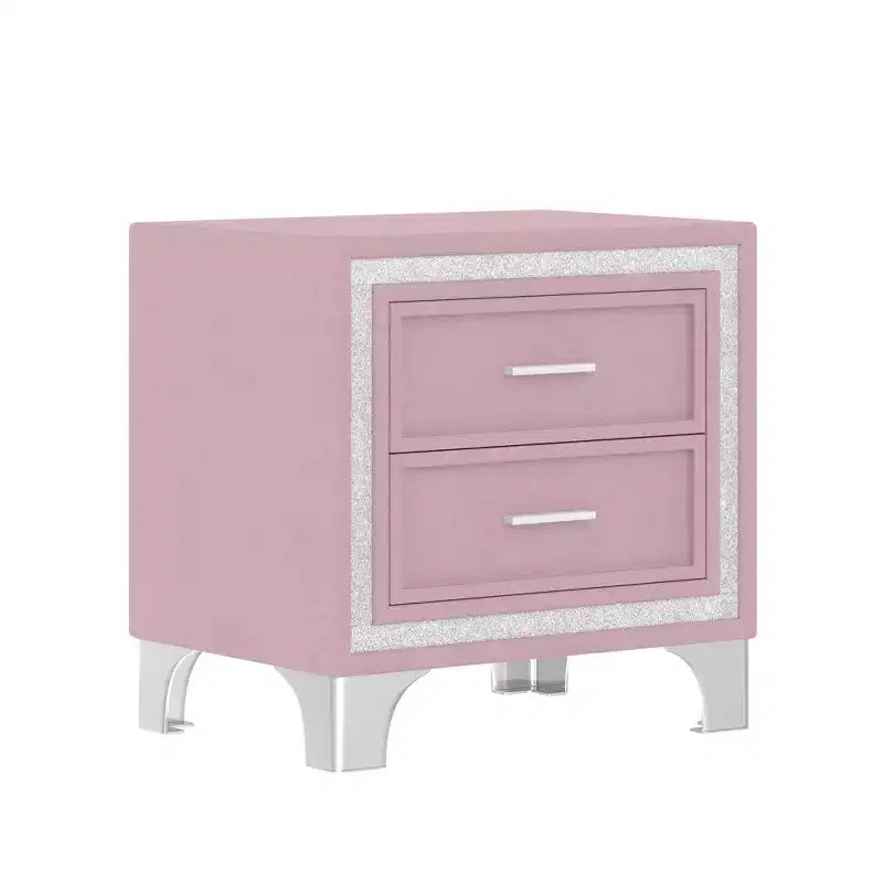 Mid Century Vintage Rustic Farmhouse 2 Drawer Nightstand for Bedroom Living Room