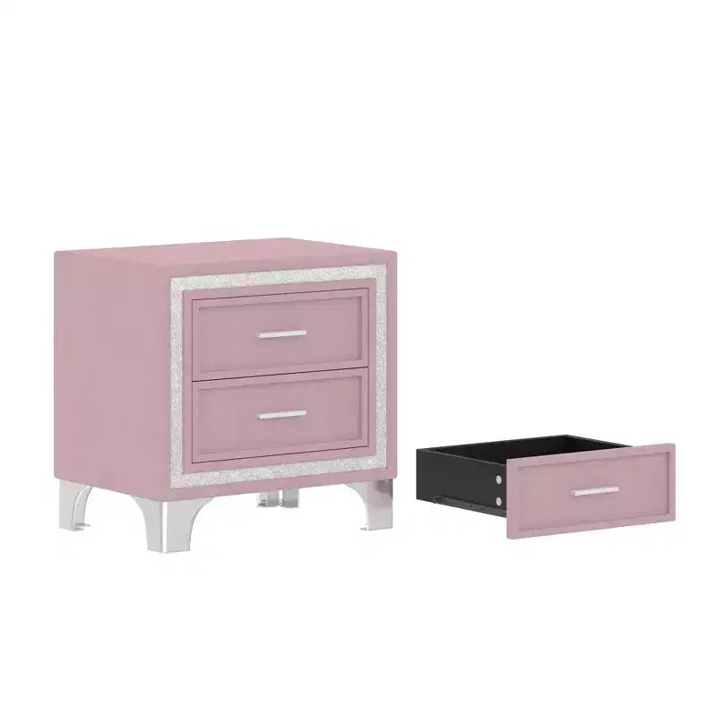 Mid Century Vintage Rustic Farmhouse 2 Drawer Nightstand for Bedroom Living Room