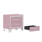 Mid Century Vintage Rustic Farmhouse 2 Drawer Nightstand for Bedroom Living Room