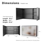 Zeus & Ruta 39.3x23.6 Wall-Mounted Bathroom Medicine Cabinet with Mirror, Single-Color White Light & Anti-Fog, Storage Shelves