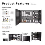 Zeus & Ruta 39.3x23.6 Wall-Mounted Bathroom Medicine Cabinet with Mirror, Single-Color White Light & Anti-Fog, Storage Shelves