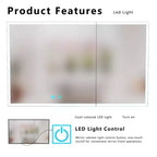 Zeus & Ruta 39.3x23.6 Wall-Mounted Bathroom Medicine Cabinet with Mirror, Single-Color White Light & Anti-Fog, Storage Shelves