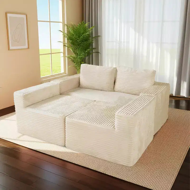 GDFStudio Arly Modern 6-Seater Corduroy U-Shaped Boneless Sectional Sofa