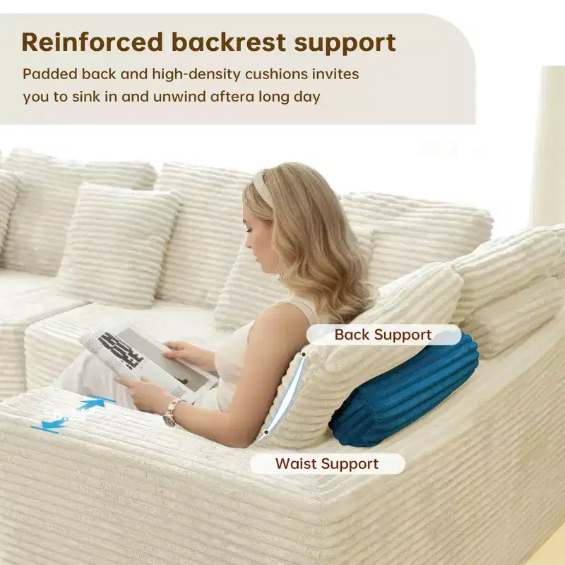 GDFStudio Arly Modern 6-Seater Corduroy U-Shaped Boneless Sectional Sofa