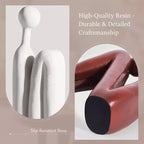 NotArt Thinker Statue Bookends, Resin Heavy-Duty Book Stoppers in White & Brown, Artistic Decor for