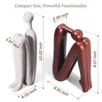 NotArt Thinker Statue Bookends, Resin Heavy-Duty Book Stoppers in White & Brown, Artistic Decor for
