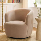 Fauteuil d'appoint pivotant moderne en velours, Fauteuil barillet rembourré avec rotation à 360°, Fauteuil de salon pour le séjour et le coin lecture - Panipeachy