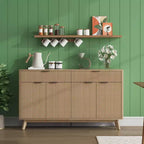 60 Inch Fluted Buffet Cabinet with 2 Drawers and 4 Doors, Modern Sideboard Storage Cabinet for Dining Room, Living Room, Entryway