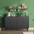 60 Inch Fluted Buffet Cabinet with 2 Drawers and 4 Doors, Modern Sideboard Storage Cabinet for Dining Room, Living Room, Entryway