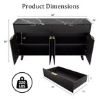 60 Inch Fluted Buffet Cabinet with 2 Drawers and 4 Doors, Modern Sideboard Storage Cabinet for Dining Room, Living Room, Entryway