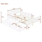 Full Wood Platform Bed with Guardrails and 2 Storage Drawers, Gray