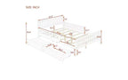 Full Wood Platform Bed with Guardrails and 2 Storage Drawers, Gray
