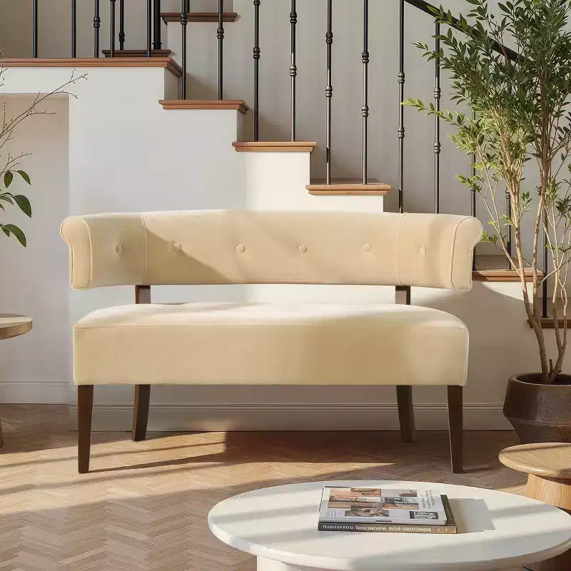 Jennifer Taylor Home Jared Roll Arm Tufted Bench Settee