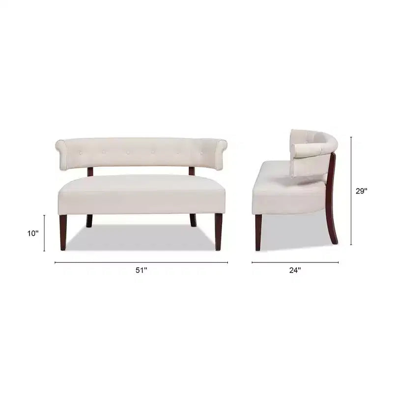 Jennifer Taylor Home Jared Roll Arm Tufted Bench Settee