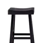 Royal Hampton Barstool Set of 2, Saddle Seat, Farmhouses Style Black Solid Wood