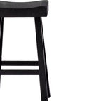 Royal Hampton Barstool Set of 2, Saddle Seat, Farmhouses Style Black Solid Wood