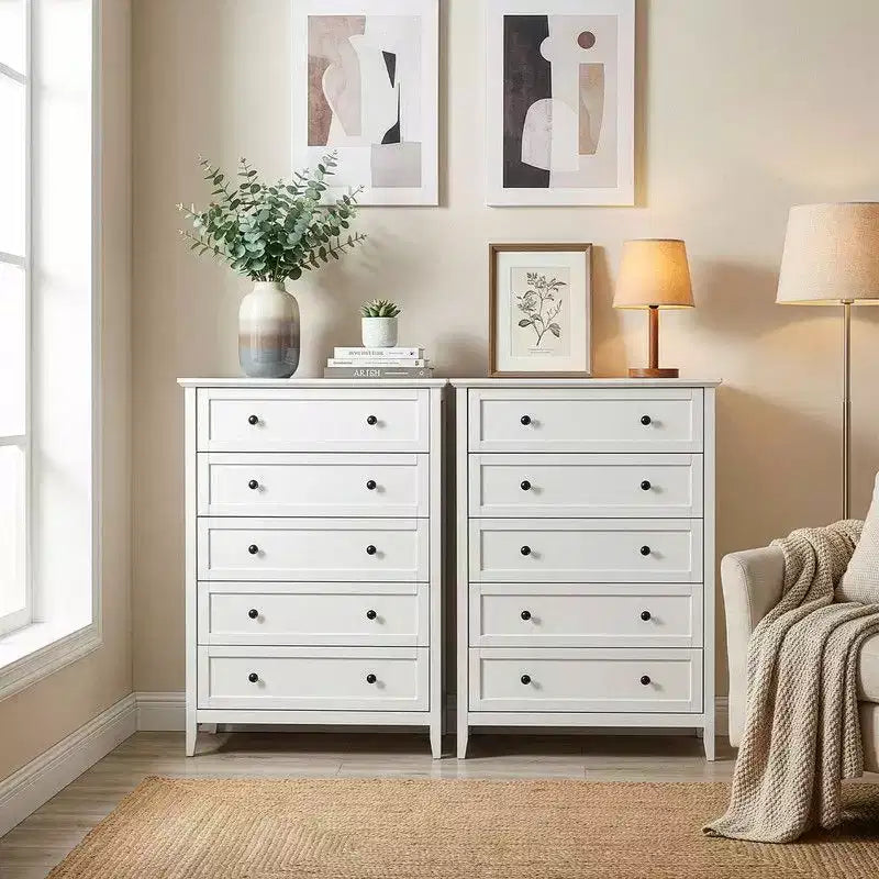Karl Home 31.5 Inch Frame Construction Double Handle 5 Drawer Chest