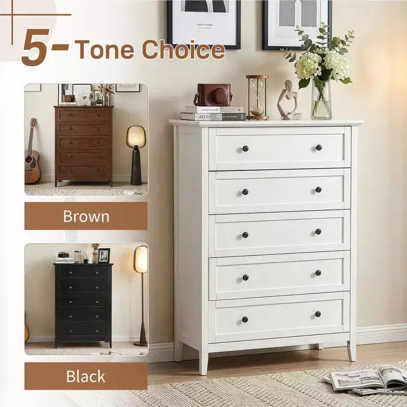 Karl Home 31.5 Inch Frame Construction Double Handle 5 Drawer Chest