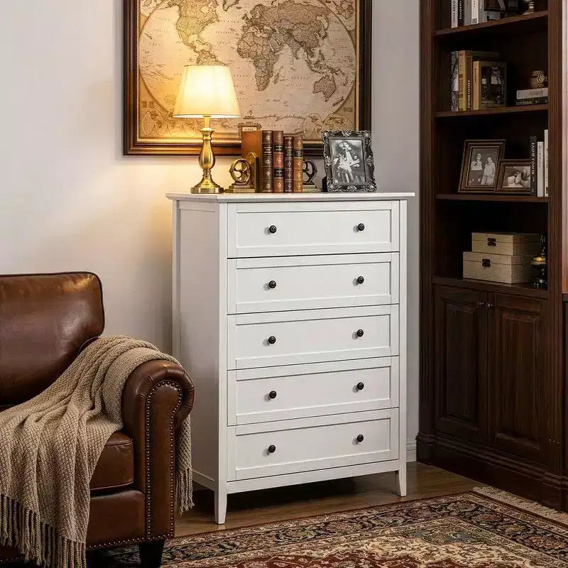 Karl Home 31.5 Inch Frame Construction Double Handle 5 Drawer Chest