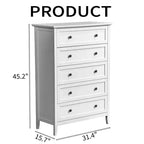 Karl Home 31.5 Inch Frame Construction Double Handle 5 Drawer Chest