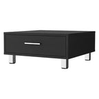 Wenge Rectangle Coffee Table with 1 Drawer, Four Metal Legs Metal Handle Superior Top Living Room Accent Table