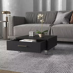 Wenge Rectangle Coffee Table with 1 Drawer, Four Metal Legs Metal Handle Superior Top Living Room Accent Table