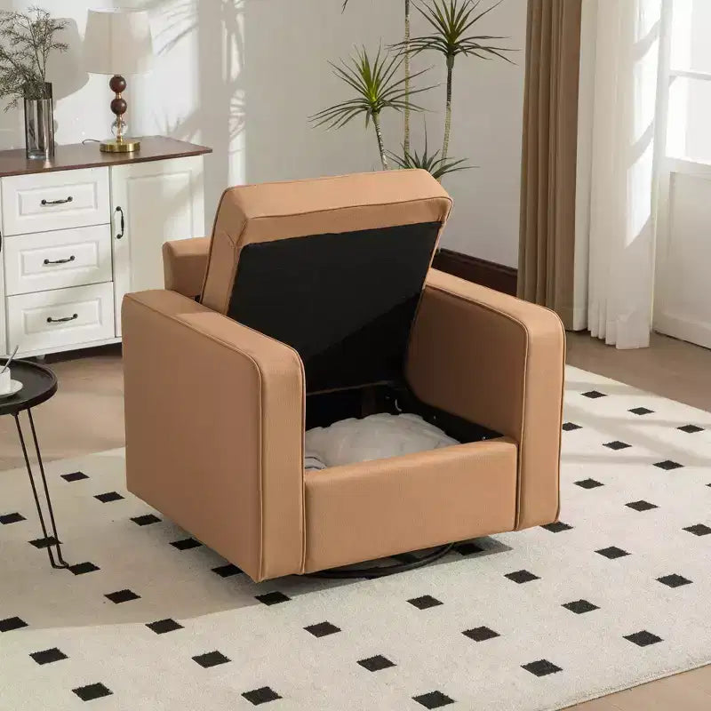 360 Swivel Armchair with Hidden Storage, Club Chair Single Sofa with Pillow for Living Room, Bedroom, Reading Room - ModernLuxe