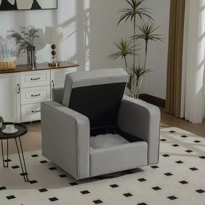360 Swivel Armchair with Hidden Storage, Club Chair Single Sofa with Pillow for Living Room, Bedroom, Reading Room - ModernLuxe