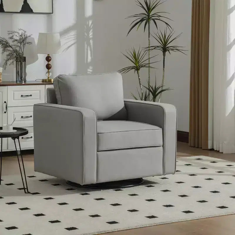 360 Swivel Armchair with Hidden Storage, Club Chair Single Sofa with Pillow for Living Room, Bedroom, Reading Room - ModernLuxe