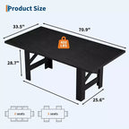 71 Farmhouse Dining Table for 6-8, Large Rectangular Wooden Kitchen Room Table Only w/ Heavy Duty Base & Triangular Legs for Home & Office