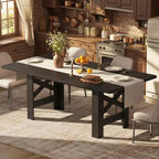 71 Farmhouse Dining Table for 6-8, Large Rectangular Wooden Kitchen Room Table Only w/ Heavy Duty Base & Triangular Legs for Home & Office