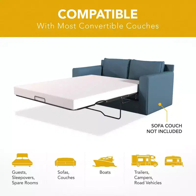 DynastyMattress 4-inch CoolBreeze Memory Foam Mattress Sleeper for Convertible Folding Sofa & Couch Beds Full Size Sofa Not Included - USA Made