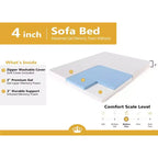 DynastyMattress 4-inch CoolBreeze Memory Foam Mattress Sleeper for Convertible Folding Sofa & Couch Beds Full Size Sofa Not Included - USA Made