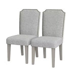 Lot de 2 chaises de salle à manger rembourrées avec pieds en bois, chaise d'appoint en tissu rembourrée à dossier haut avec garniture cloutée pour cuisine, salle à manger et restaurant