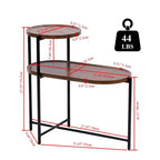 Walnut Brown 2-Tier Small Coffee Table, Wood Storage Shelf Metal Frame Sofa Side End Table for Living Room